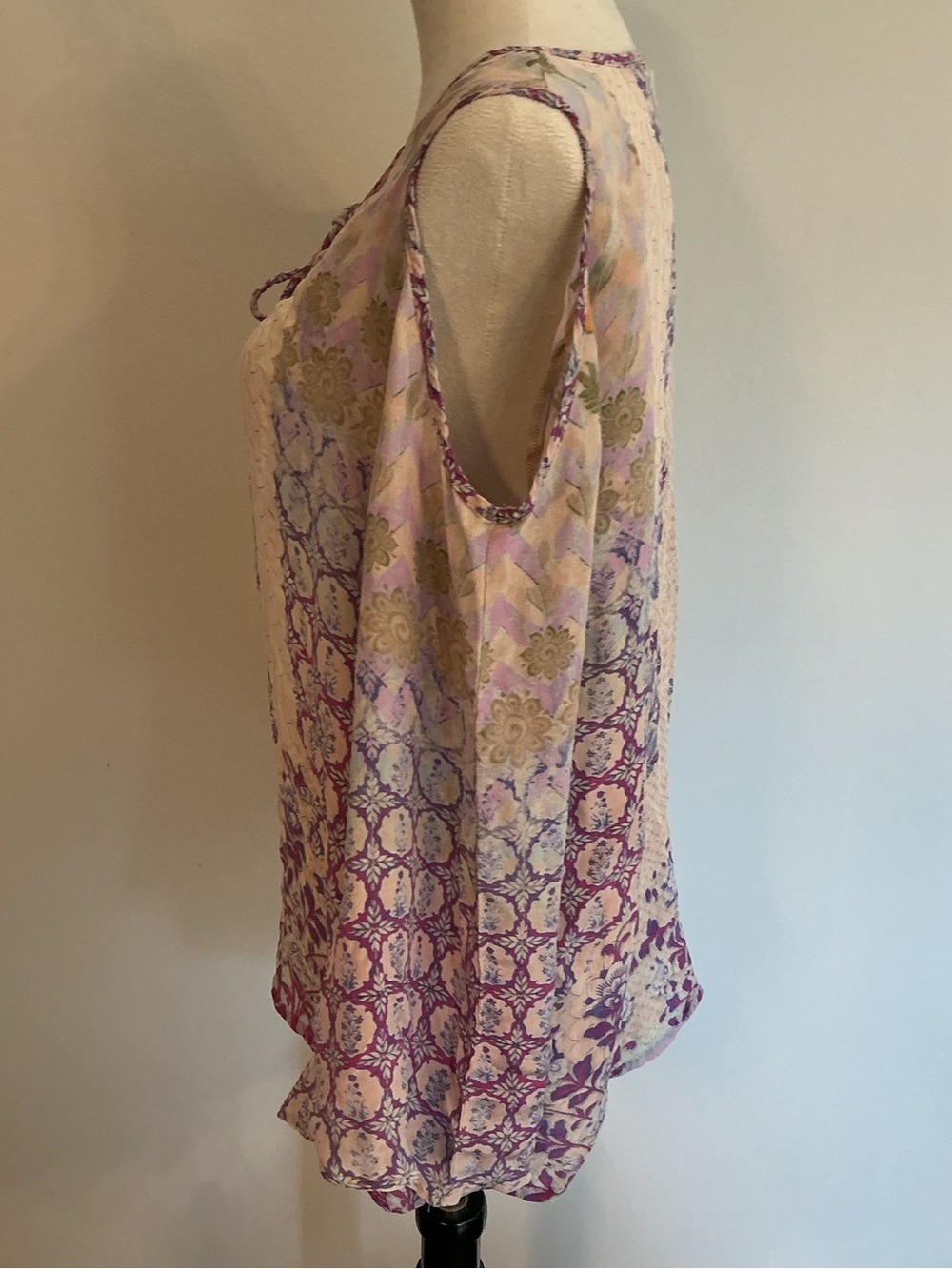 Tolani Silk Cold Shoulder Peasant Blouse - Picture 4 of 10